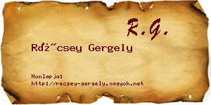 Récsey Gergely névjegykártya